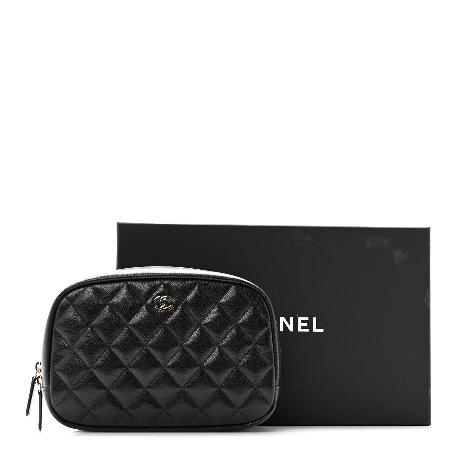 Chanel Caviar Quilted Medium Curvy Pouch Cosmetic Case Black 8 of 8