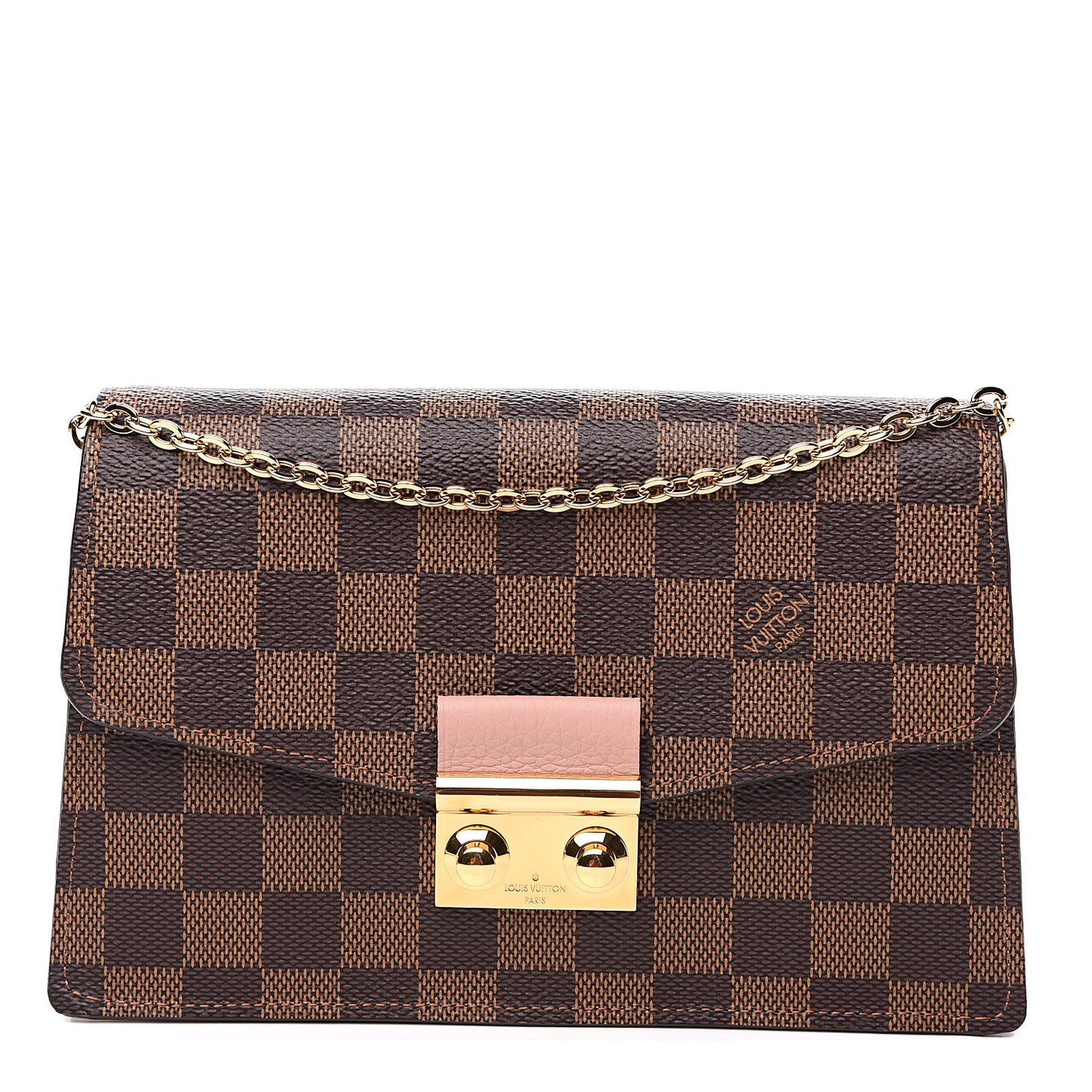 Damier Ebene Croisette Chain Wallet Magnolia