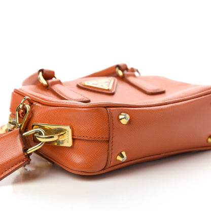 Prada Saffiano Lux Mini Top Handle Crossbody Bag Papaya 6 of 11