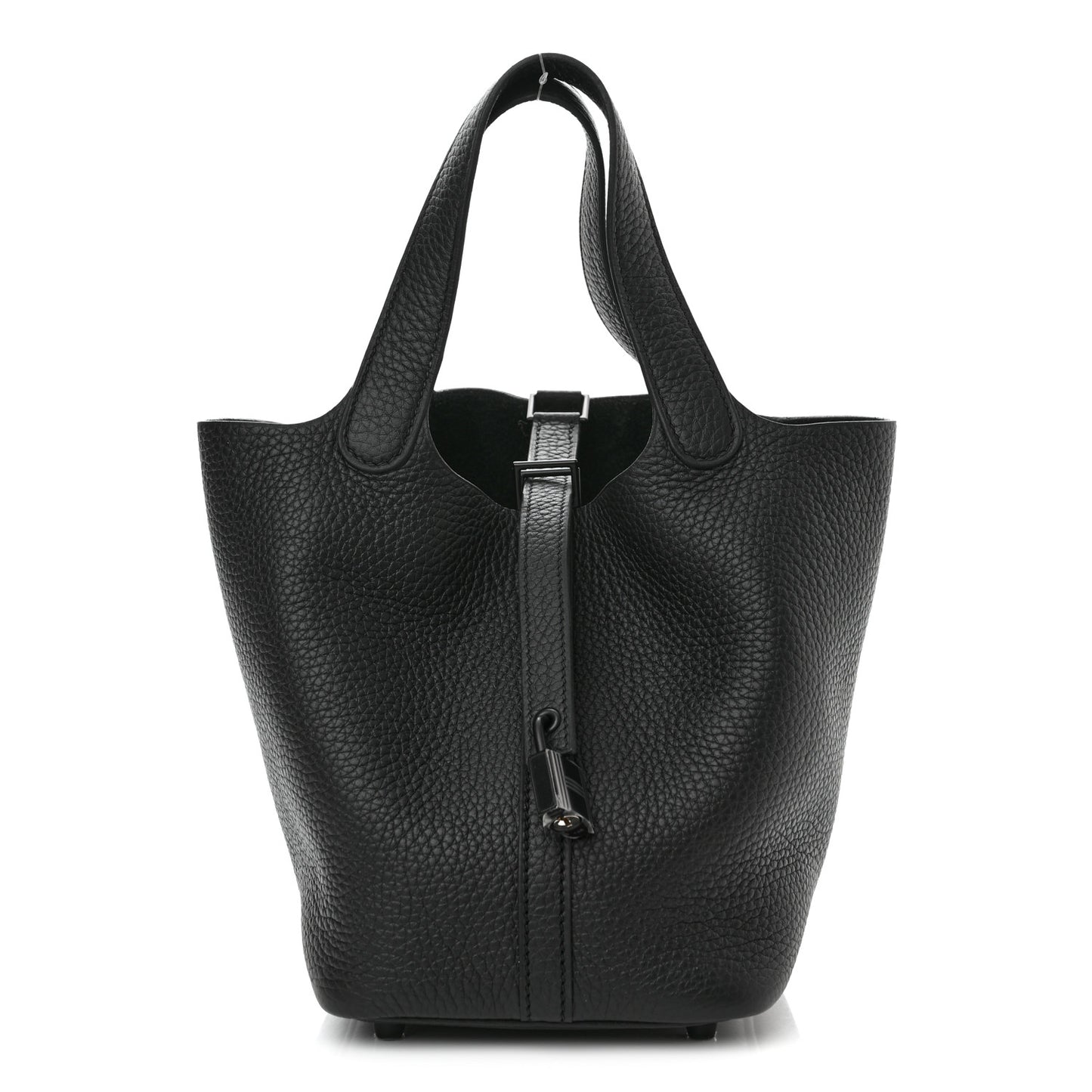 Taurillon Clemence Monochrome Picotin Lock 18 PM Black