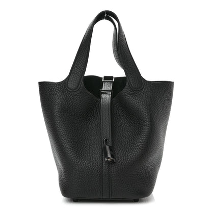 Hermes Taurillon Clemence Monochrome Picotin Lock 18 PM Black 1 of 10