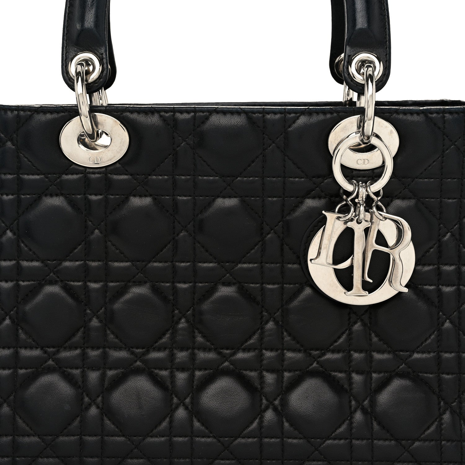 Christian Dior Lambskin Cannage Medium Lady Dior Black 8 of 16