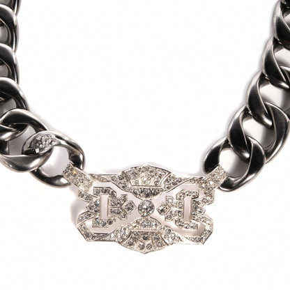 Chanel Crystal CC Chain Link Choker Necklace Dark Silver 3 of 3