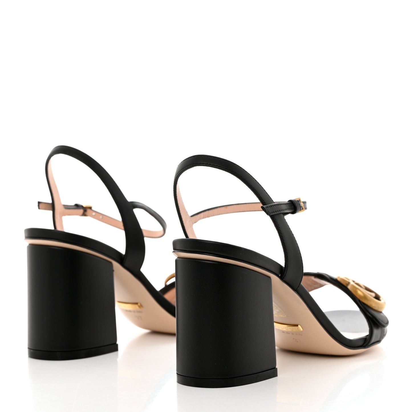 Lifford Calfskin GG Marmont Ankle Wrap 75mm Sandals 37 Black