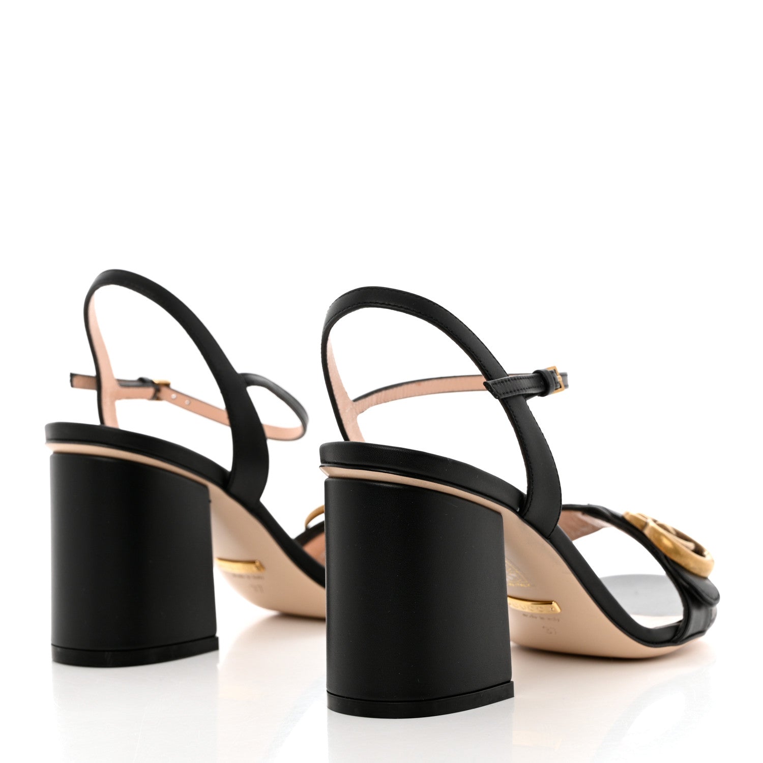 Gucci Lifford Calfskin GG Marmont Ankle Wrap 75mm Sandals 37 Black 4 of 9