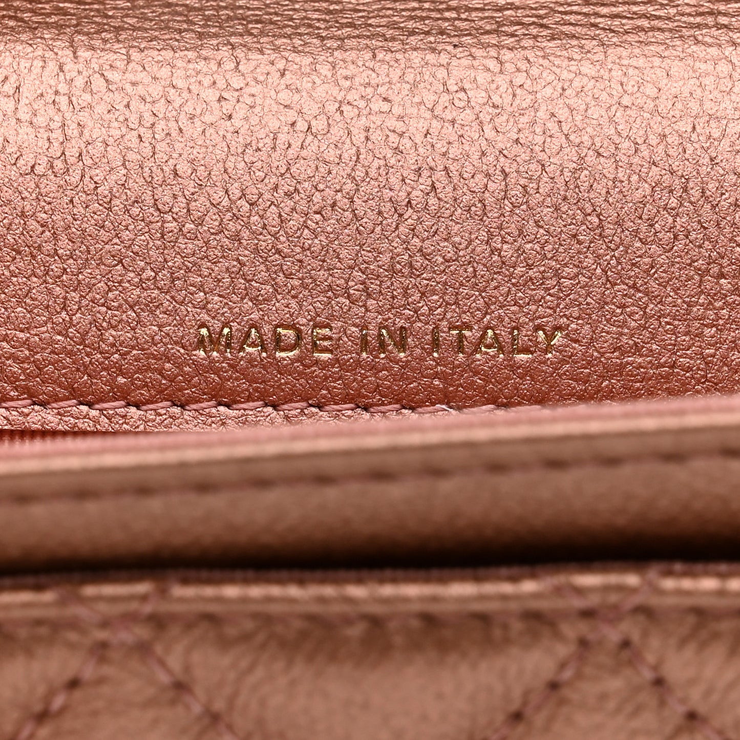 Metallic Calfskin Quilted Reissue Flap Card Holder Copper Pink
