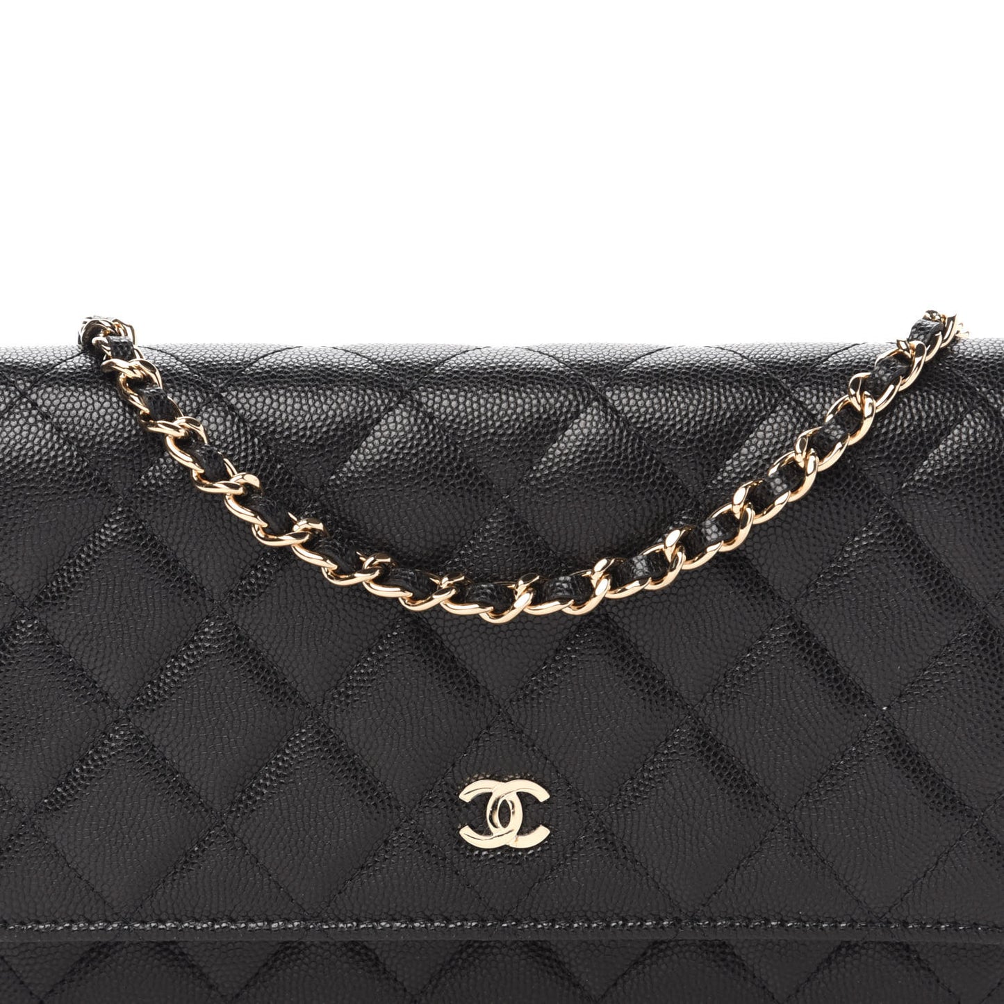 Caviar Quilted Wallet On Chain WOC Black