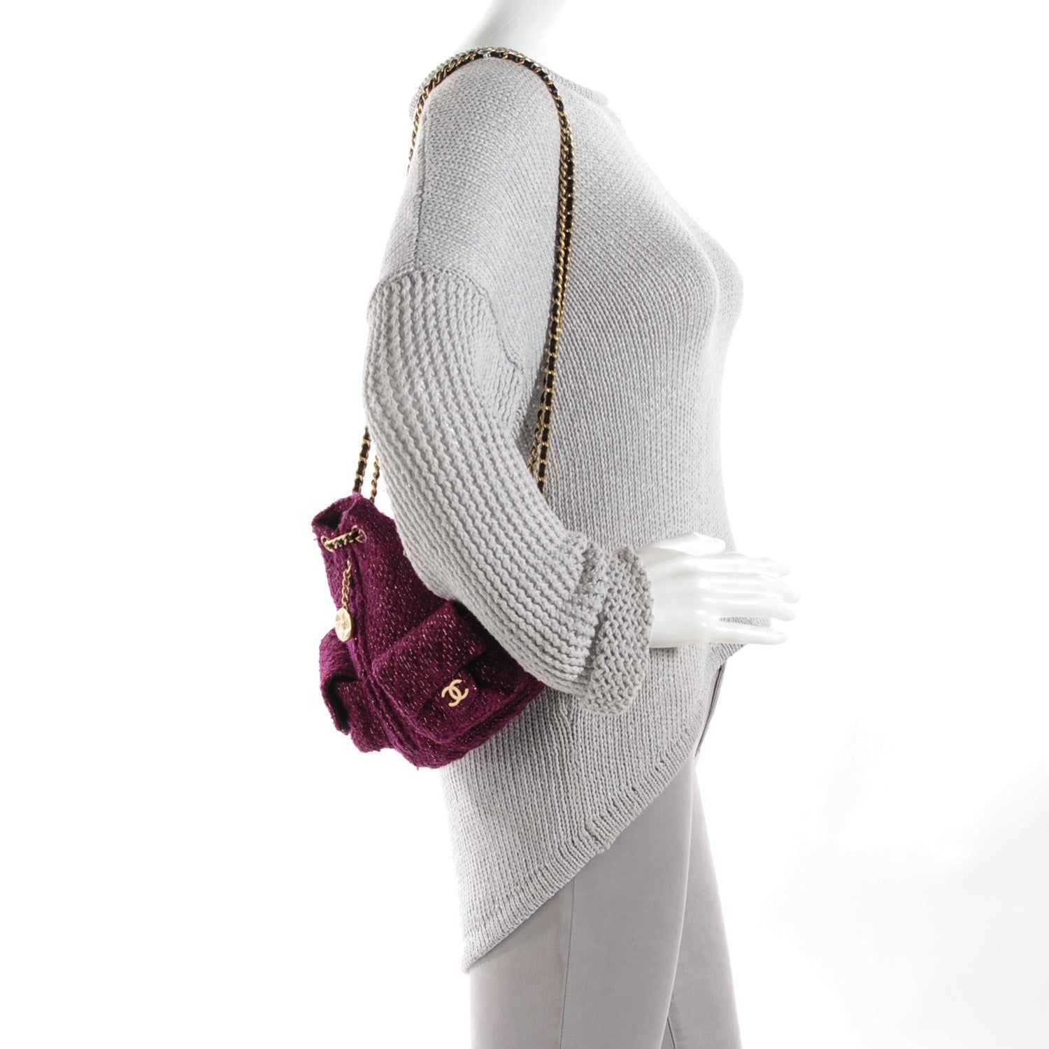 Chanel Tweed Mini Backpack is Back Plum 2 of 8