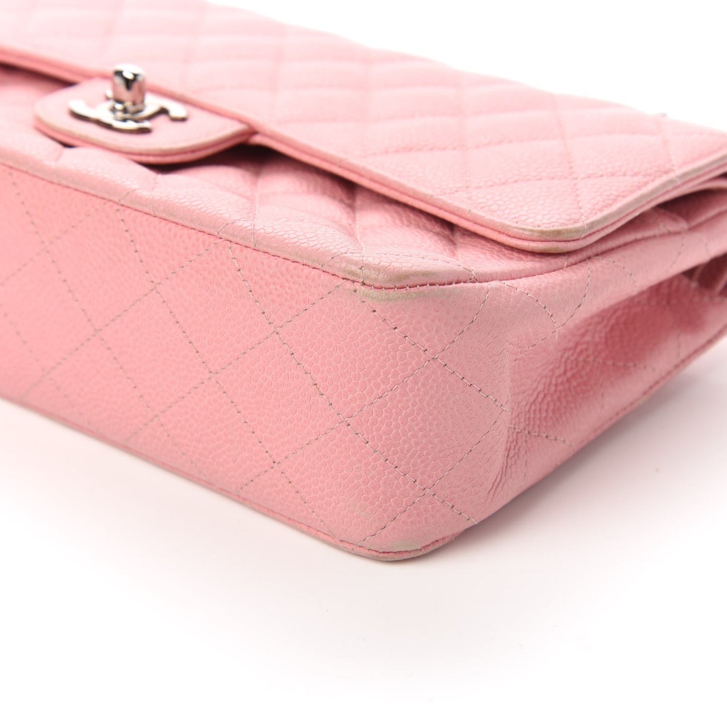 Caviar Quilted Medium Double Flap Pink