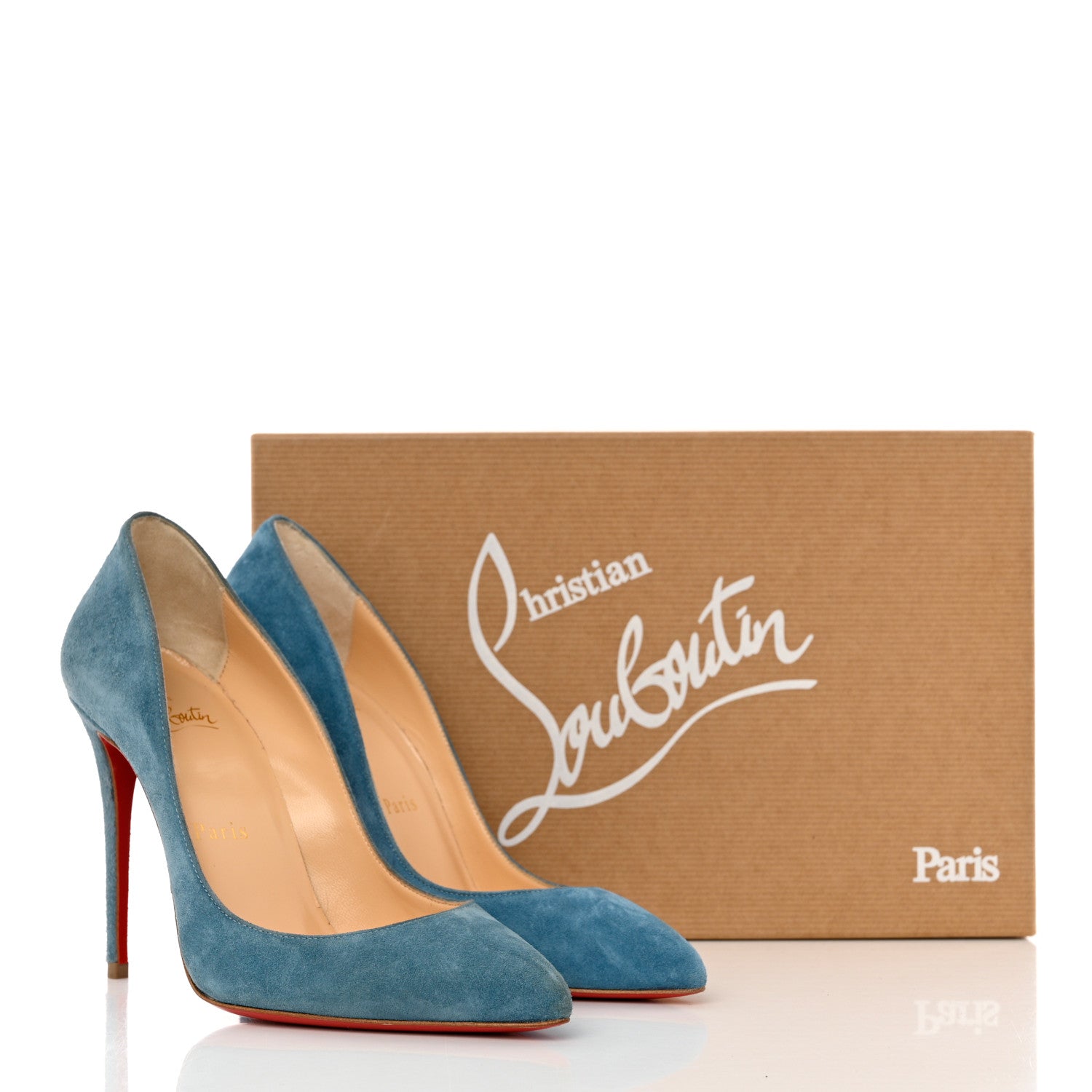 Christian Louboutin Veau Velours Pigalle Follies 100 Pumps 35 Celeste 10 of 10
