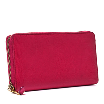 Saint Laurent Calfskin Textured ChYc Zip Around Wallet Fuchsia 3 of 9