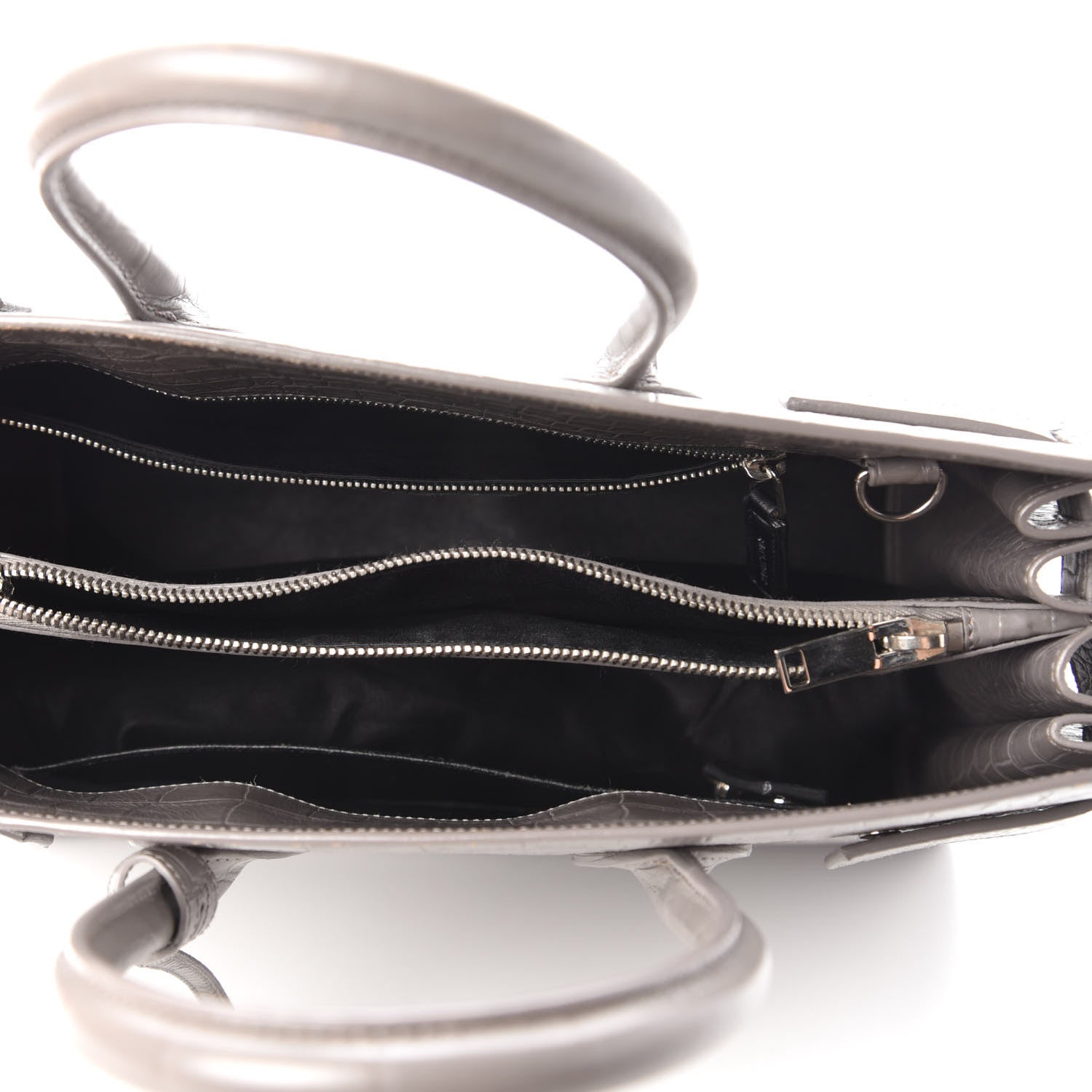 Saint Laurent Calfskin Crocodile Embossed Small Sac De Jour Fog 5 of 9