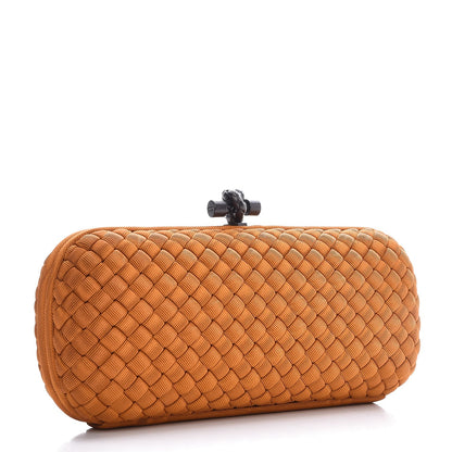 Bottega Veneta Silk Faille Intrecciato Knot Clutch Burnt Sun 3 of 7