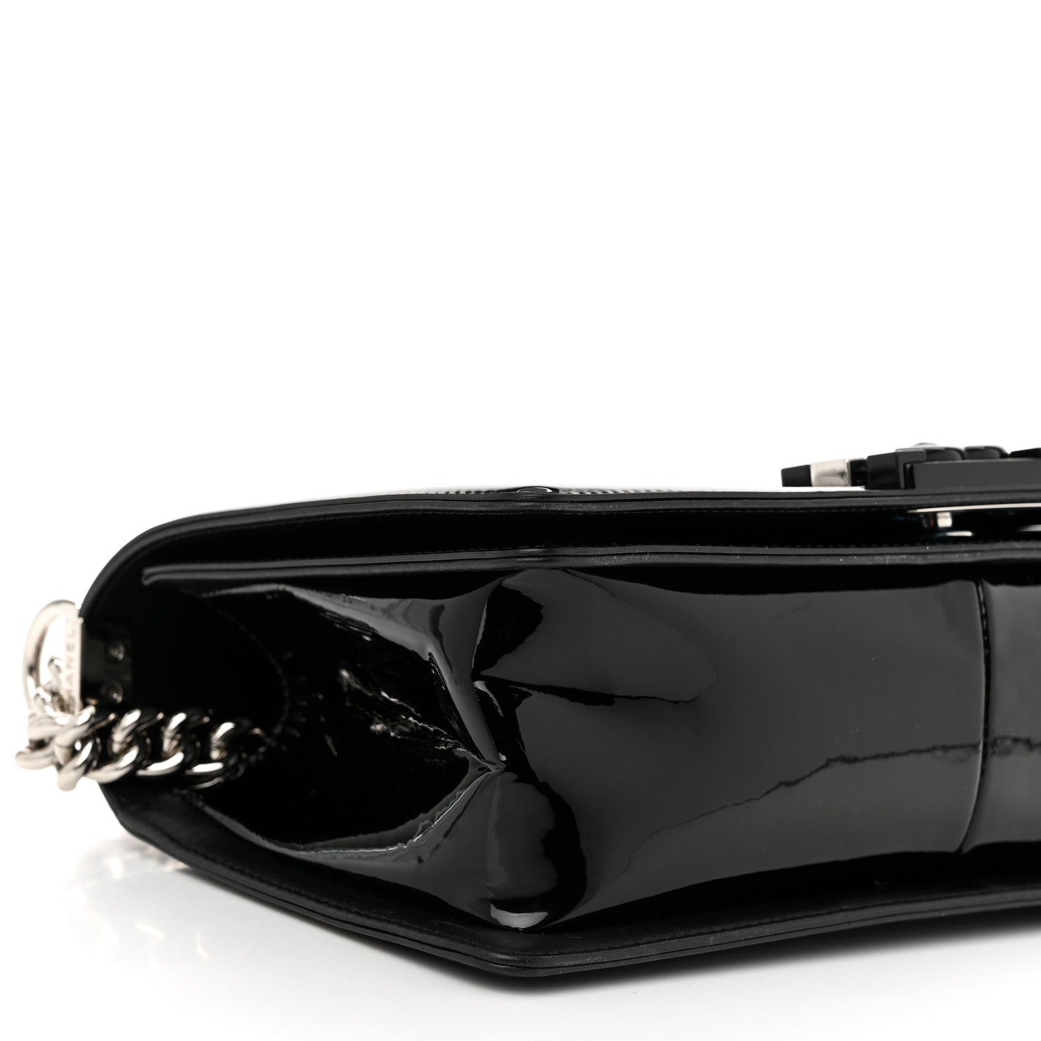 Chanel Patent Calfskin Quilted Medium Plexiglass Boy Flap Black 9 of 12