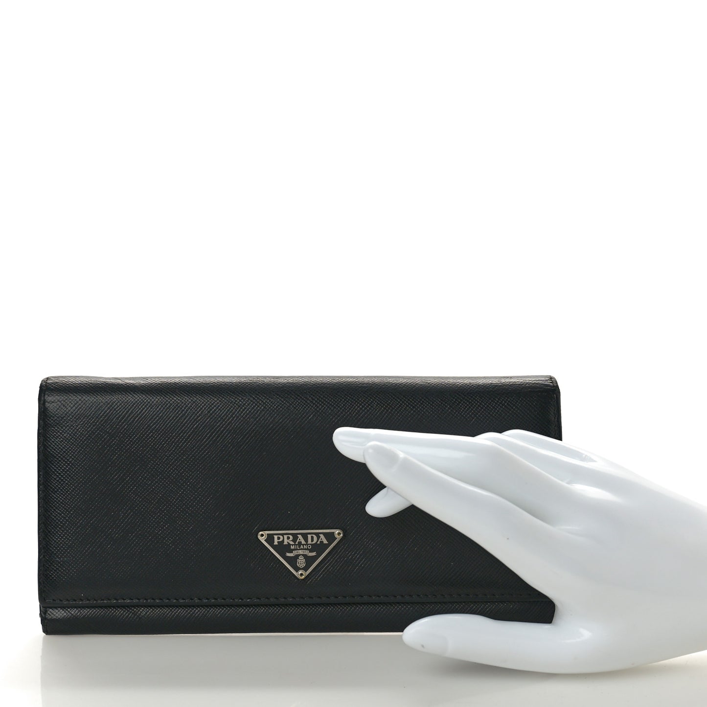 Saffiano Triangle Continental Flap Wallet Black