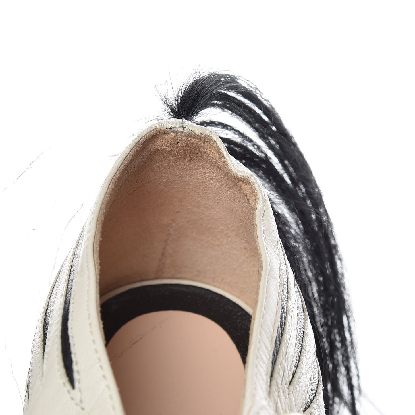 Malaga Kid Fur Zebra Inlay Lesley Mary Jane Pumps 36 Mystic White Black