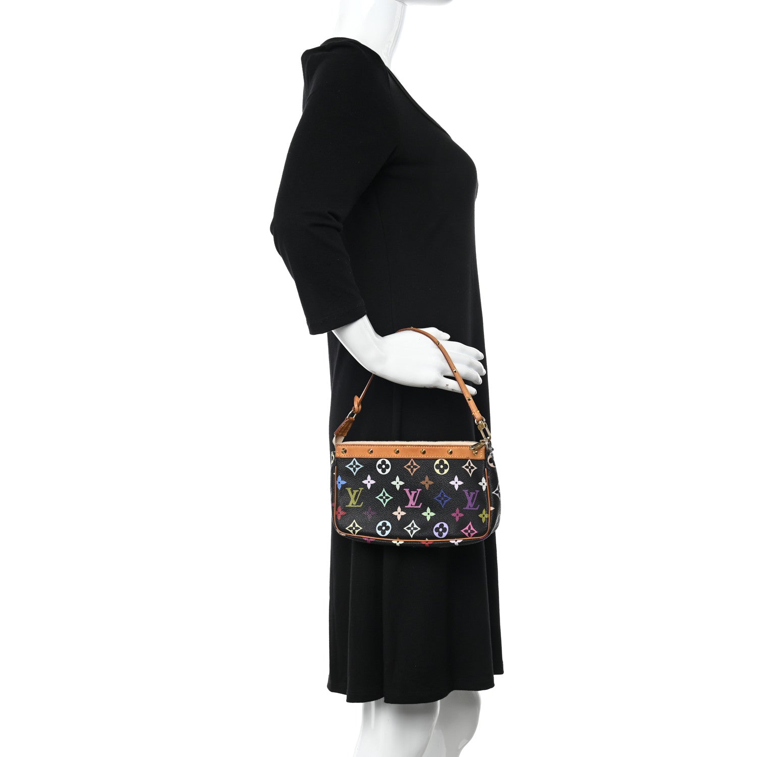 Louis Vuitton Monogram Multicolor Pochette Accessories Black 2 of 9