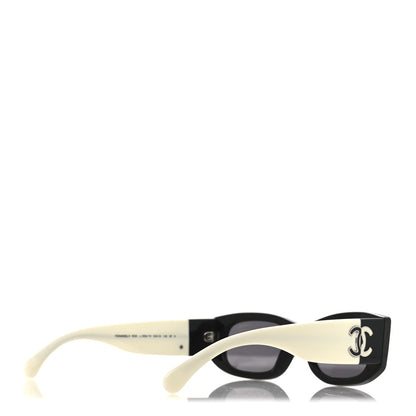 Chanel Acetate Rectangle Sunglasses 5525 Black White 4 of 7