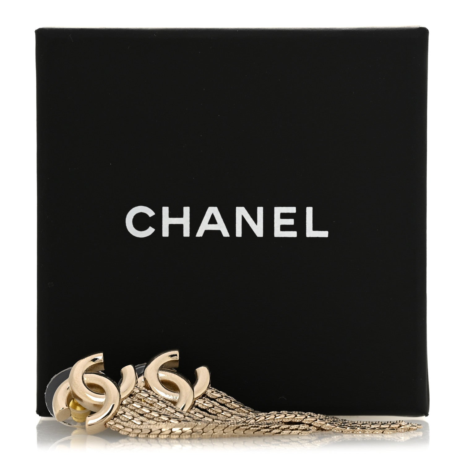 Chanel Metal CC Multi Strand Chain Drop Earrings Gold 5 of 5