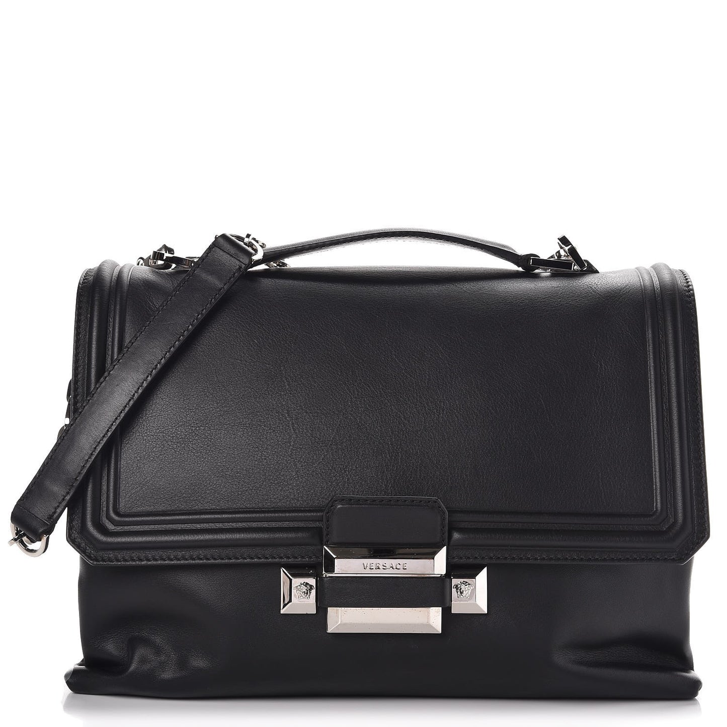 Calfskin Palazzo Shoulder Bag Black