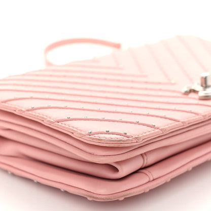 Chanel Calfskin Studded Chevron Quilted Flap Pink 8 of 10