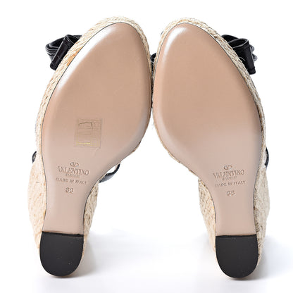 Valentino Garavani Nappa Bow Espadrille Wedge Sandals 38 Black 6 of 11