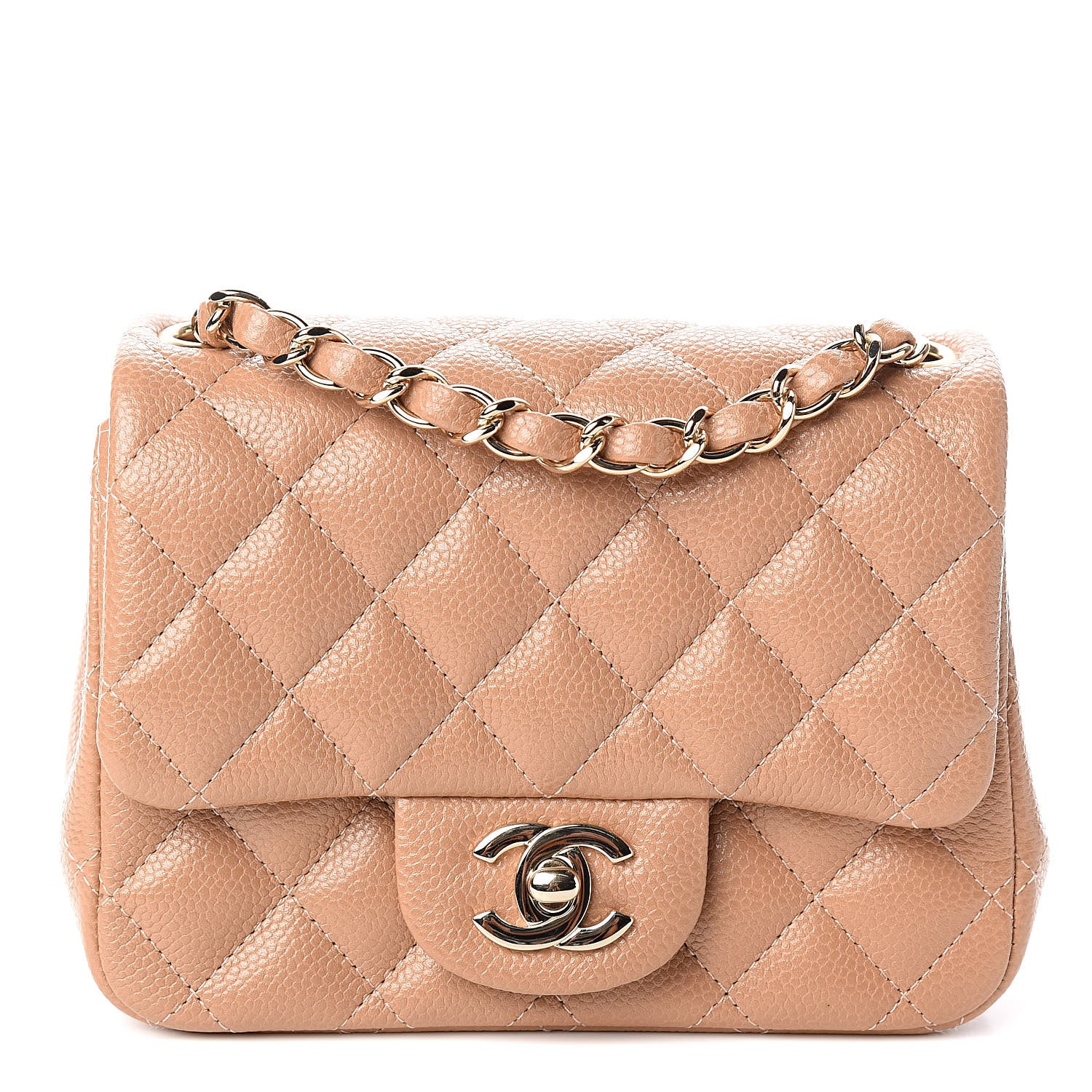 Chanel Iridescent Caviar Quilted Mini Square Flap Beige 1 of 11