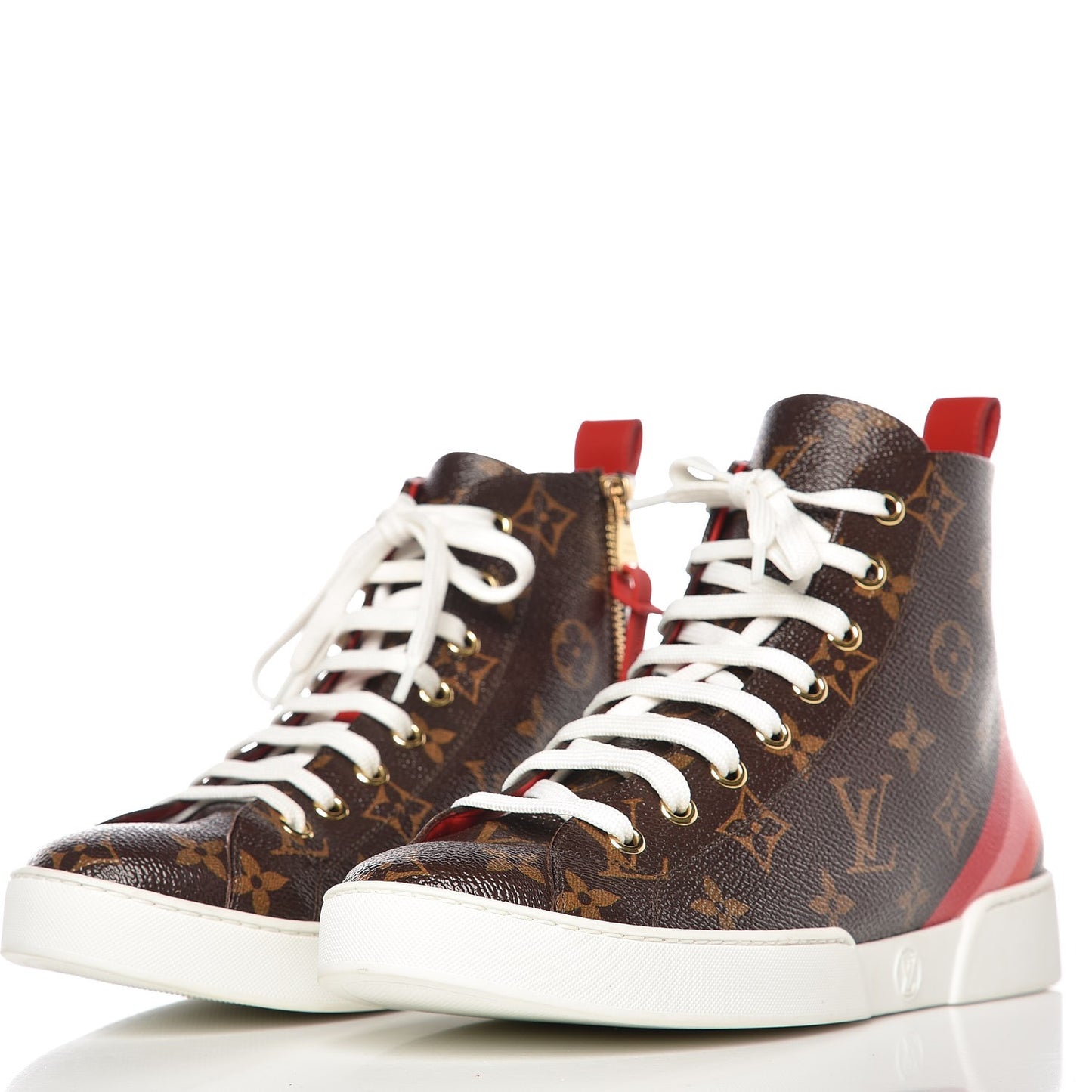 Calfskin Patent Monogram Stellar Sneaker Boots 36 Rouge