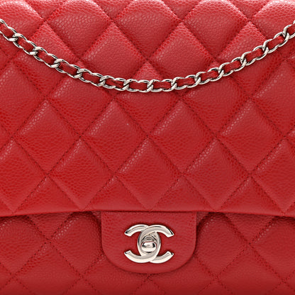 Chanel Caviar Quilted Clutch With Chain Flap Red 8 of 8