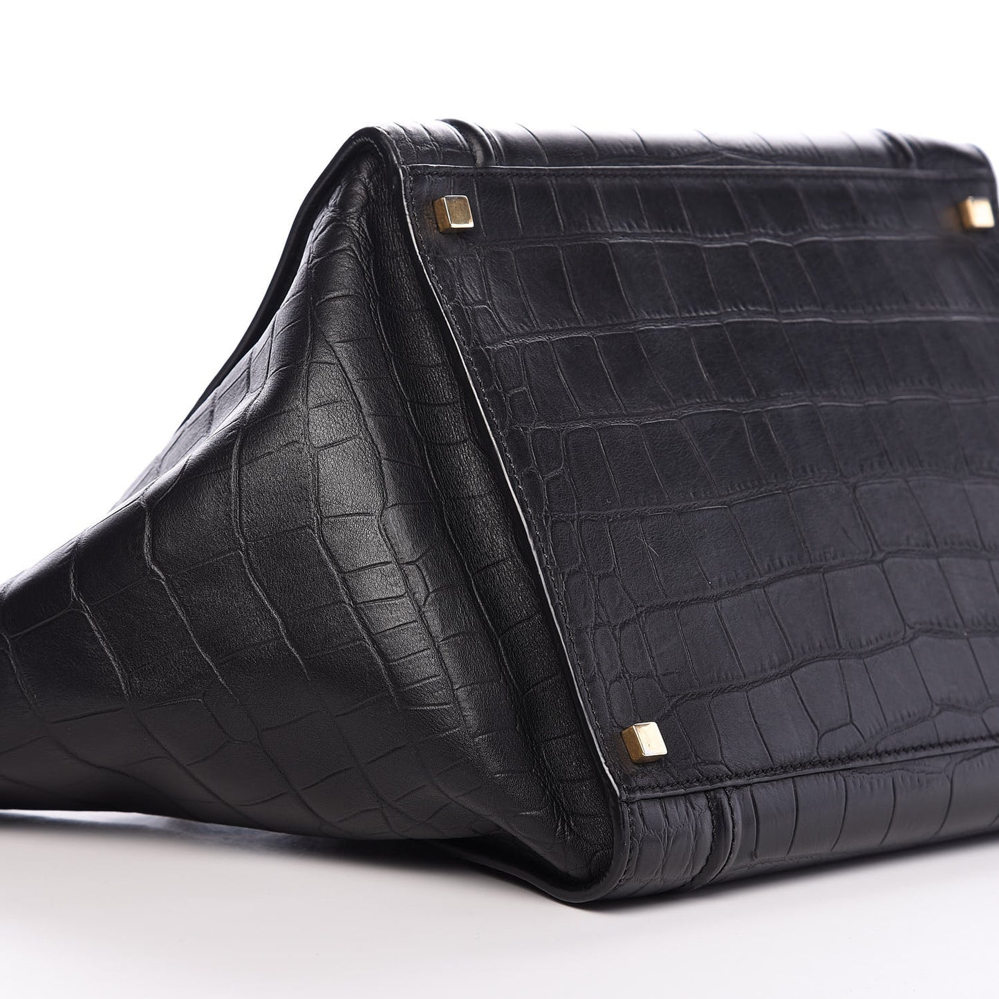 Crocodile Embossed Calfskin Medium Phantom Luggage Black