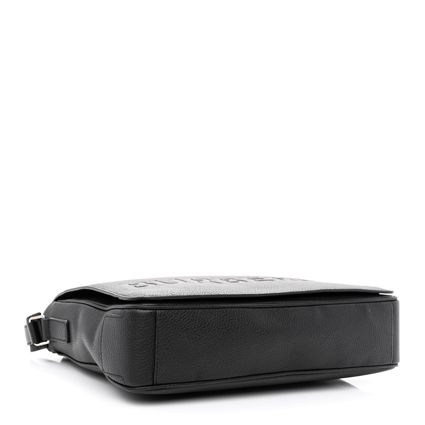 Grainy Calfskin Embossed Bruno Messenger Black
