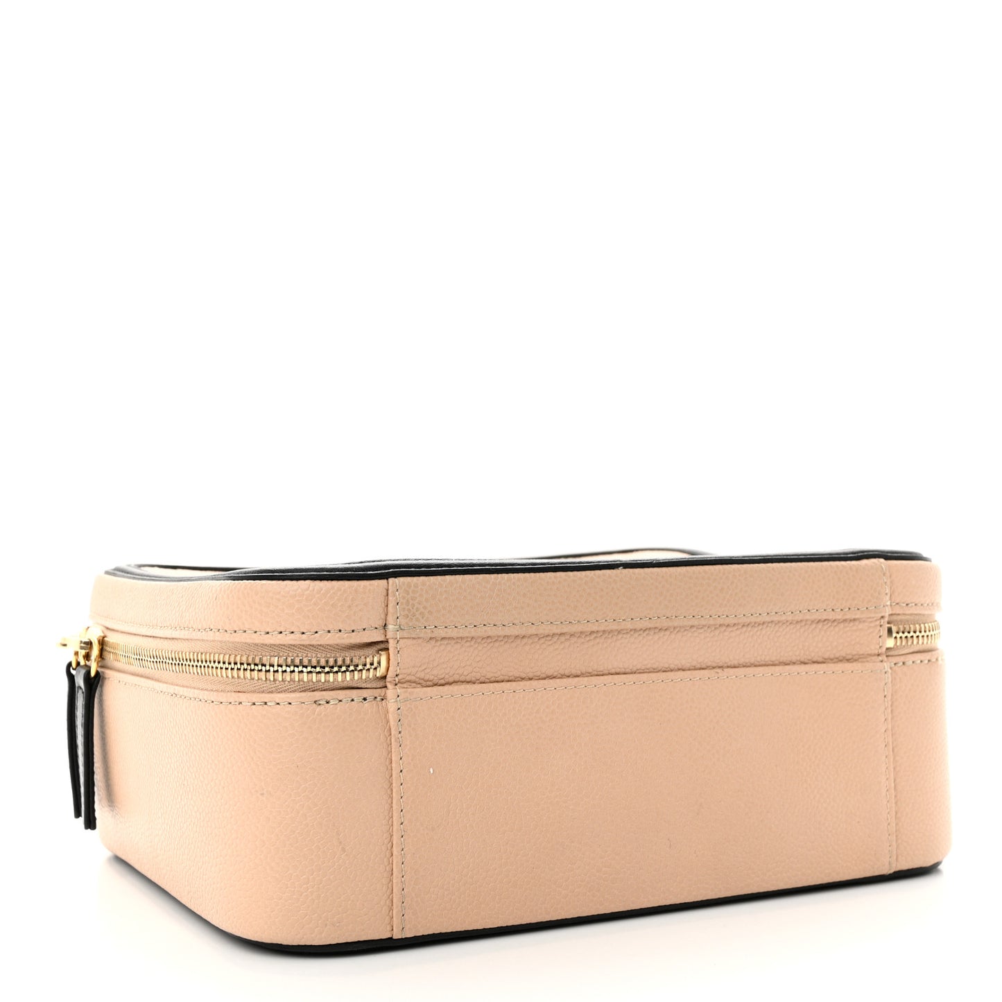 Caviar Quilted Large CC Filigree Vanity Case Beige Black