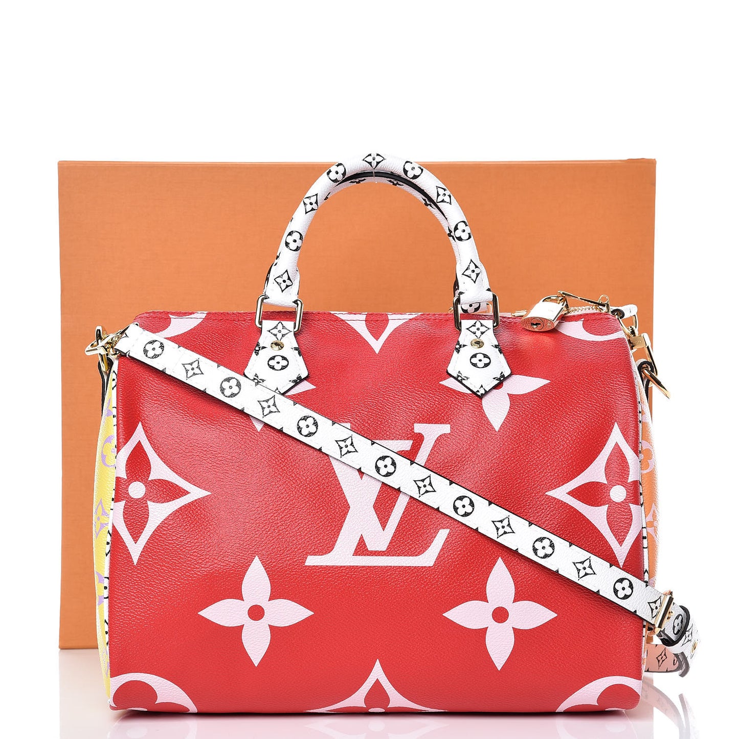 Monogram Giant Speedy Bandouliere 30 Rouge