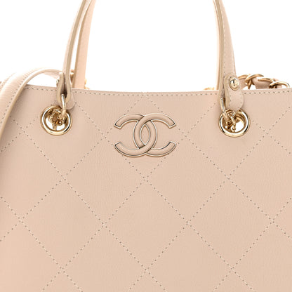 Chanel Bullskin Stitched Small Shopping Bag Beige 8 of 10