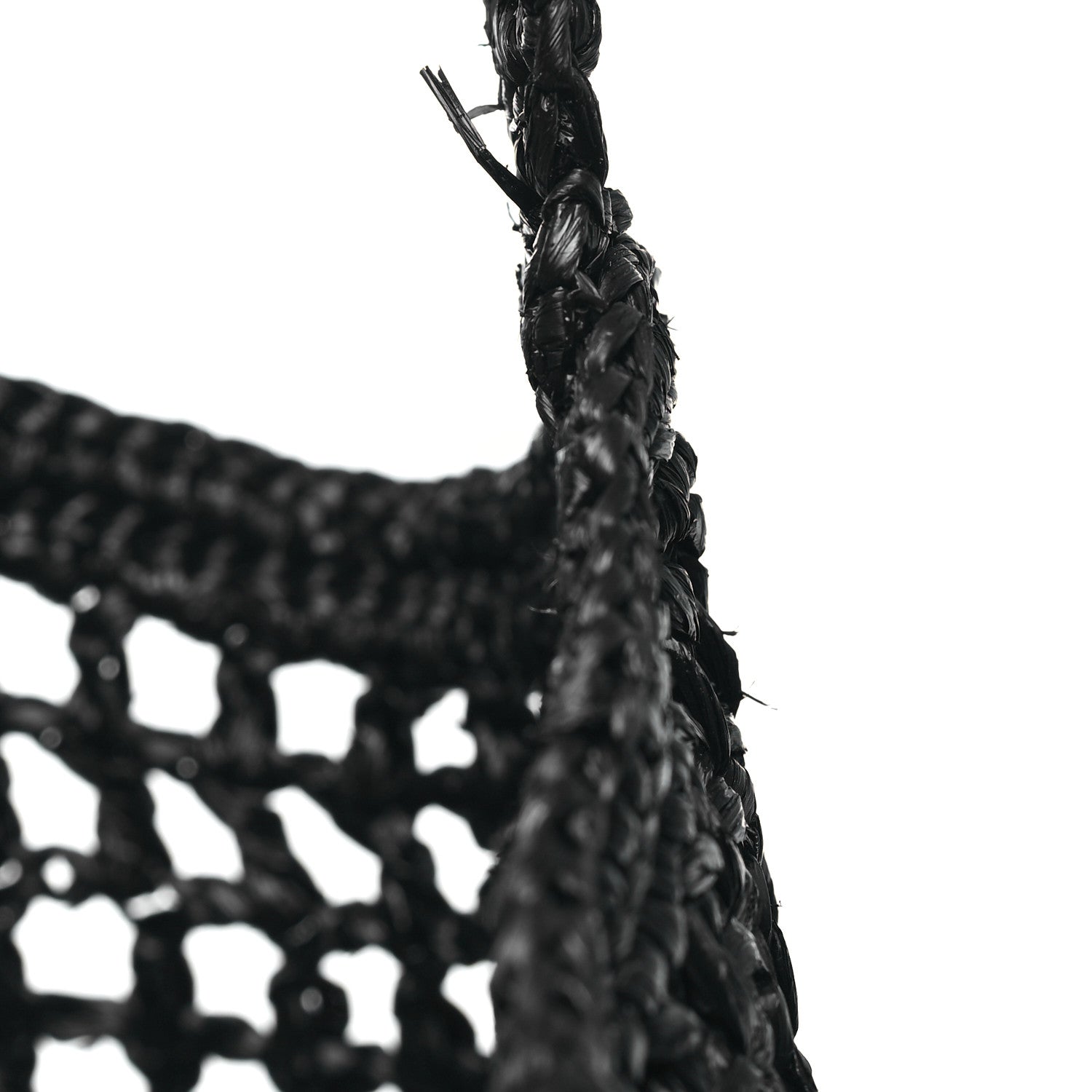 Prada Yarn Raffia Effect Crochet Logo Embroidered Tote Bag Black 11 of 12
