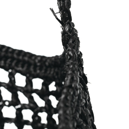 Prada Yarn Raffia Effect Crochet Logo Embroidered Tote Bag Black 11 of 12