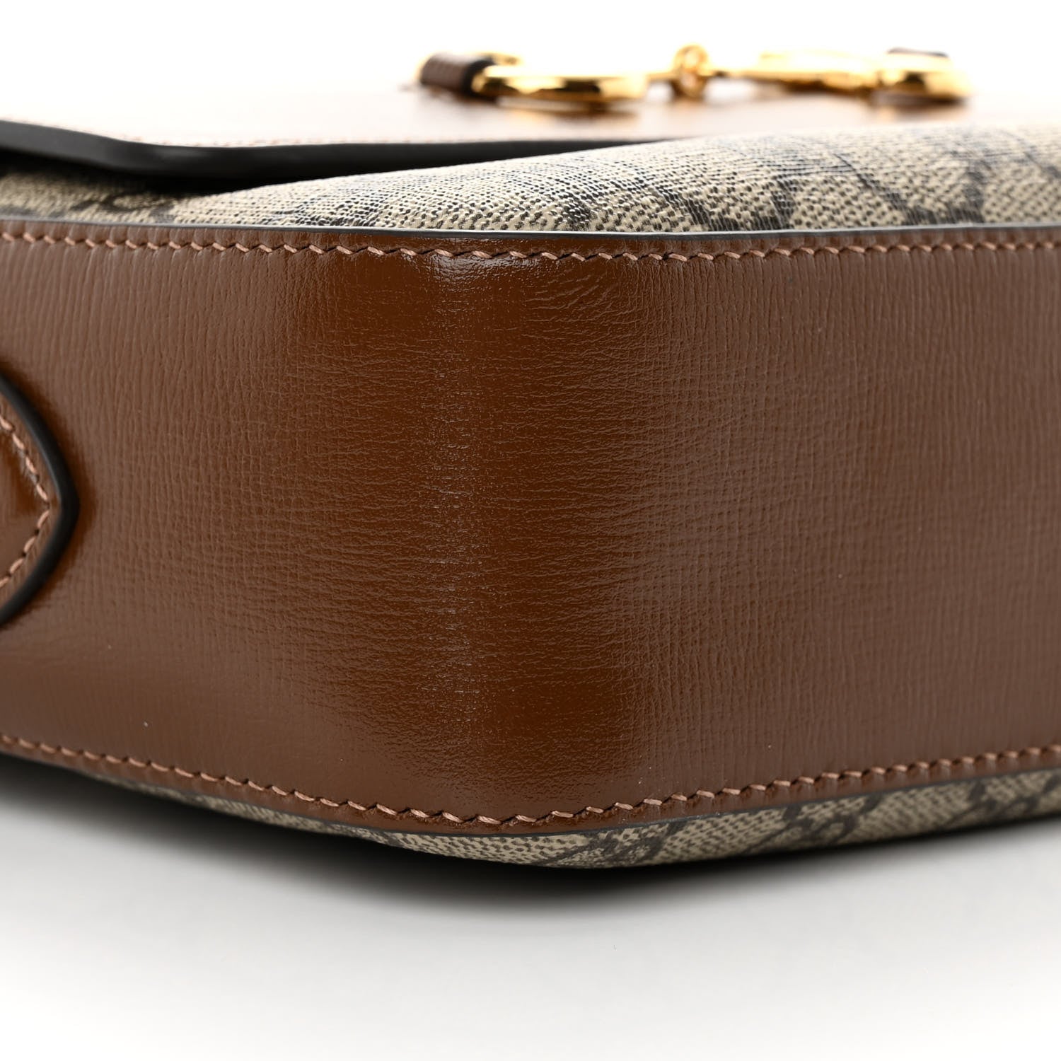 Gucci GG Supreme Monogram Small Horsebit 1955 Shoulder Bag Beige Brown Sugar 9 of 10