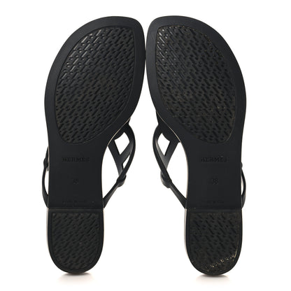 Hermes Rubber Womens Egerie Sandals 38 Black 6 of 10