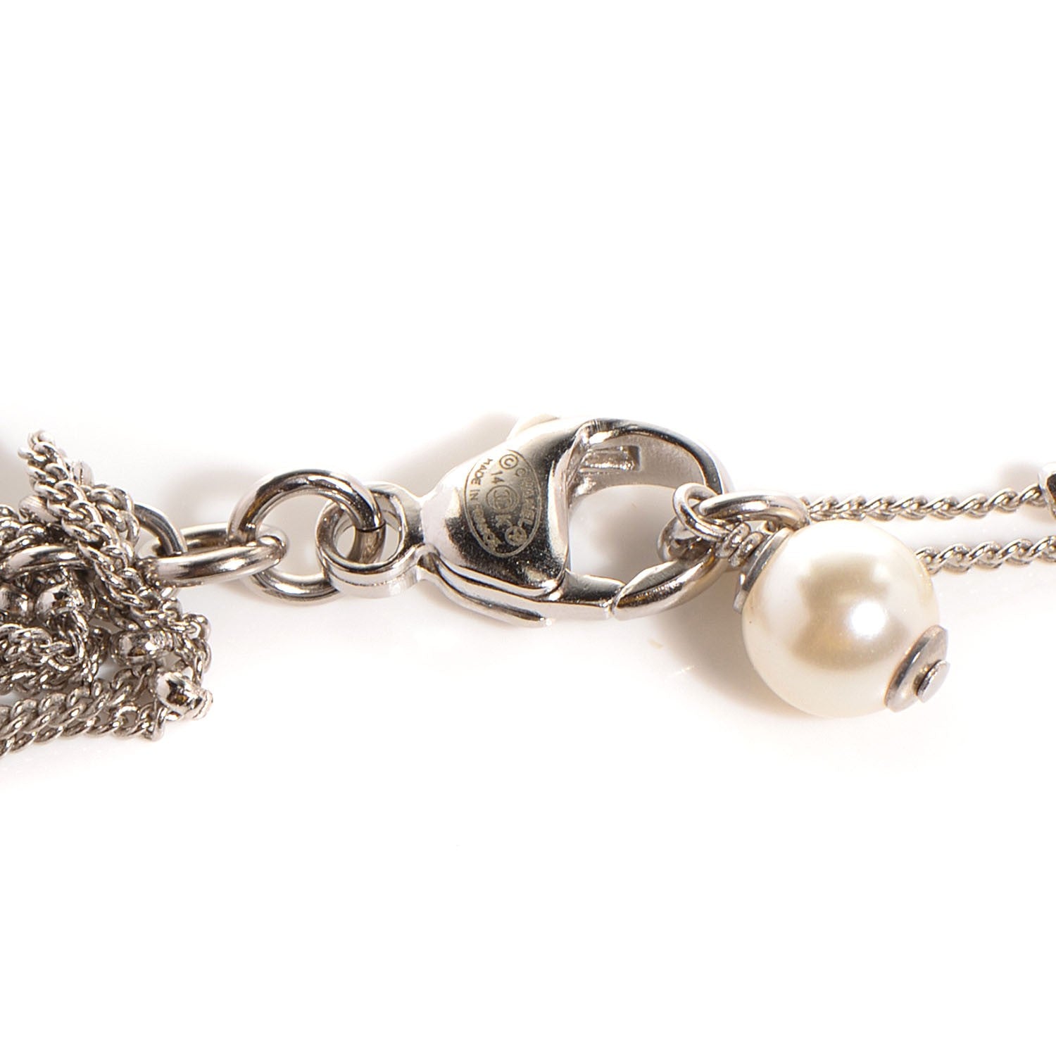 Chanel Crystal CC Multi Strand Necklace Silver 3 of 5