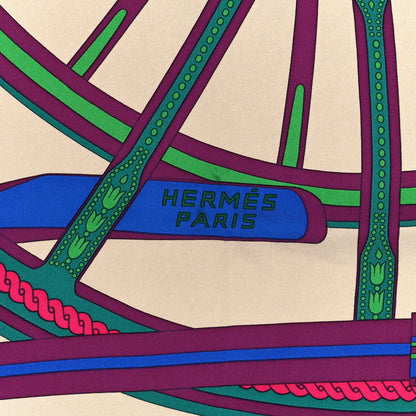 Hermes Silk Balade En Berline Scarf 90 Mastic Vert Juane 3 of 3