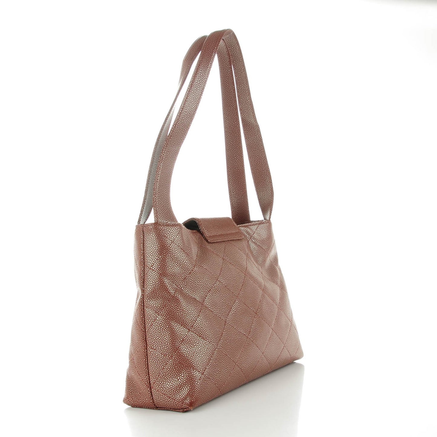 Metallic Caviar Quilted Shoulder Bag Brown