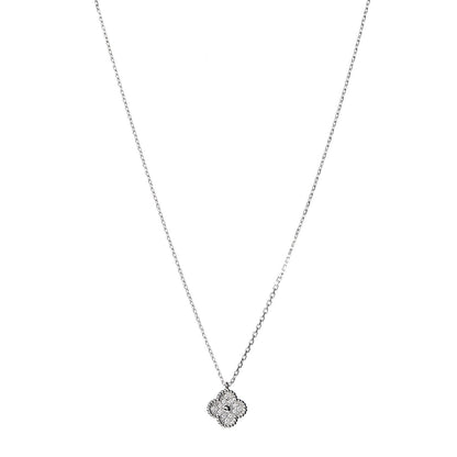 Van Cleef & Arpels 18K White Gold Diamond Sweet Alhambra Pendant Necklace 1 of 8