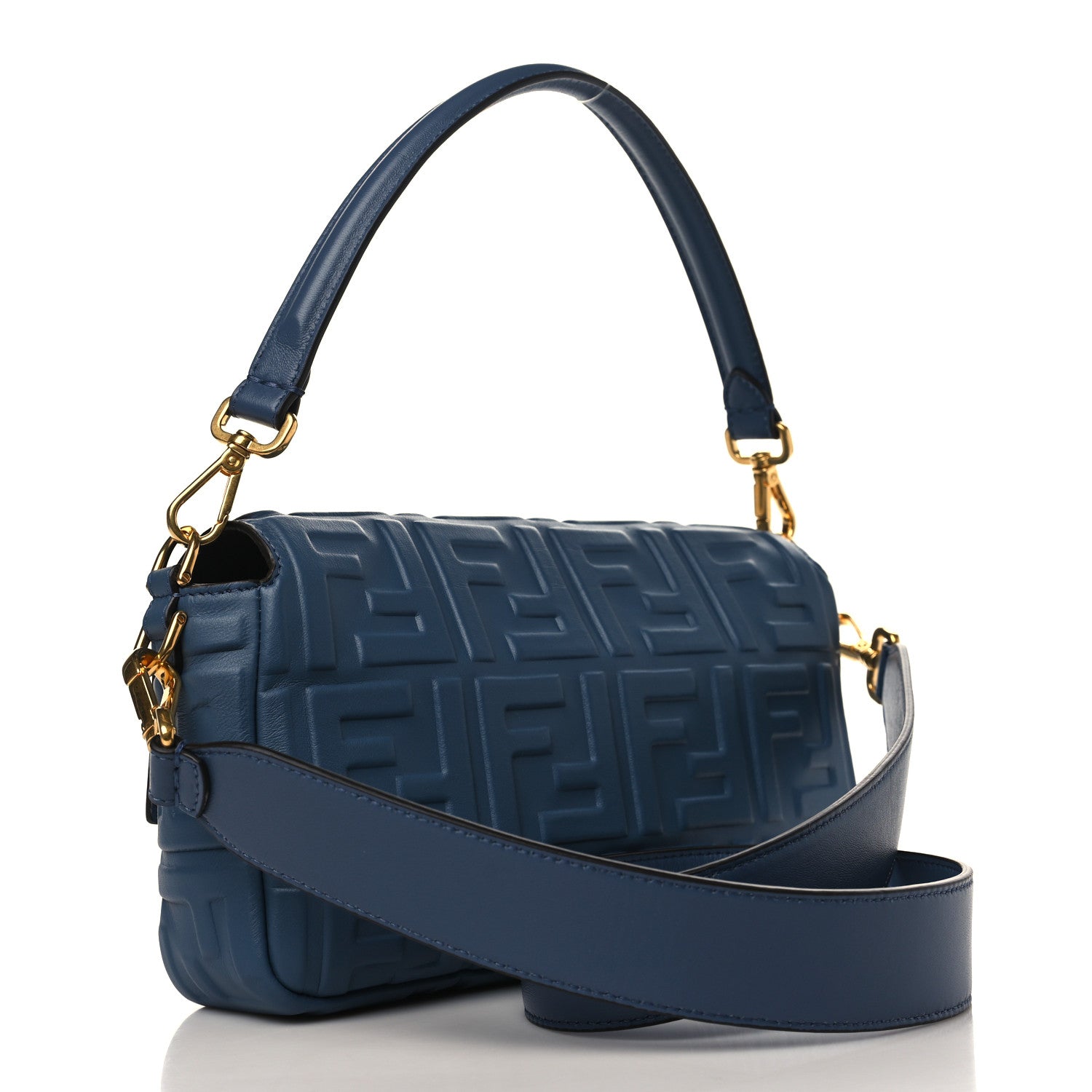 Fendi Nappa FF 1974 Embossed Baguette Mirto 3 of 9