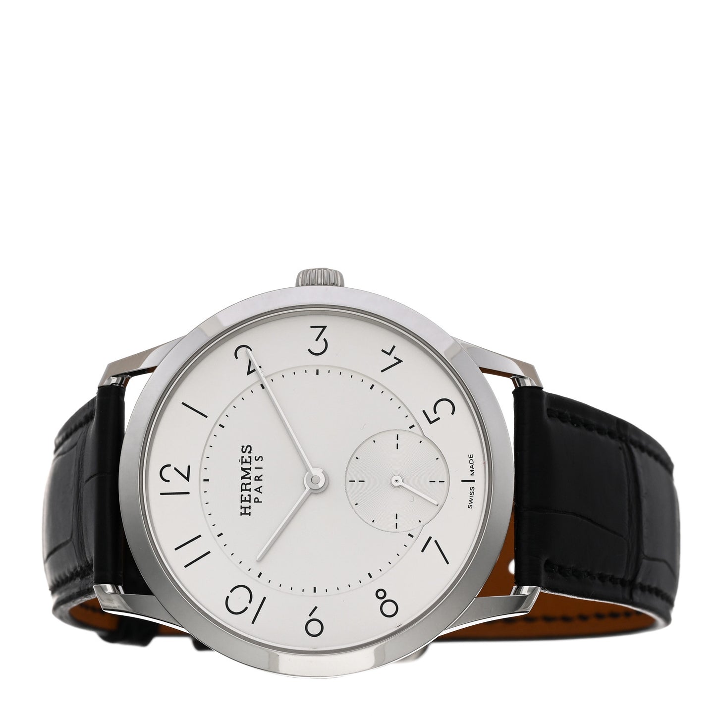 Stainless Steel Alligator 39.5mm Slim d'Hermes Automatic Watch Noir