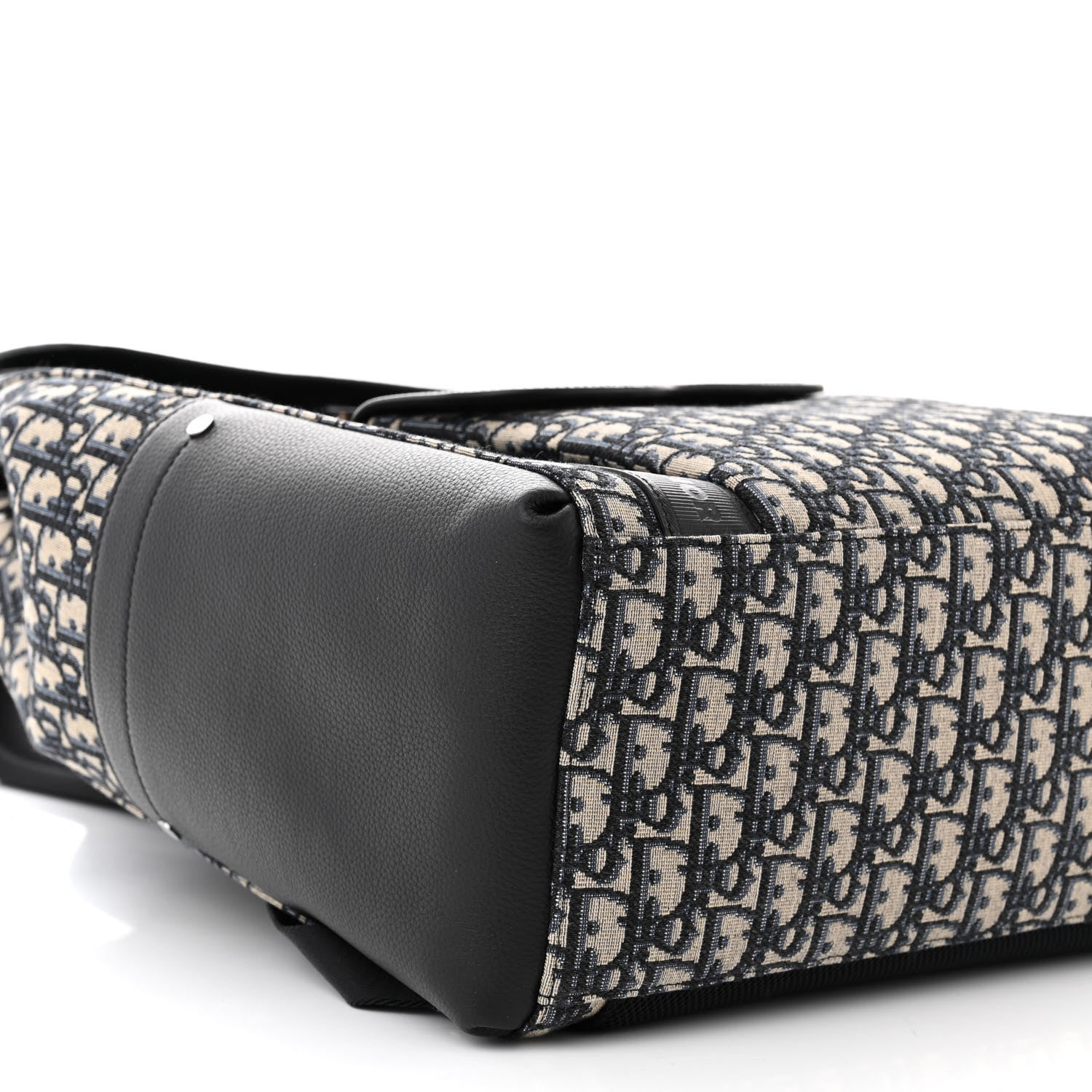 Christian Dior Oblique Jacquard Grained Calfskin Saddle Backpack With Flap Beige Black 9 of 10