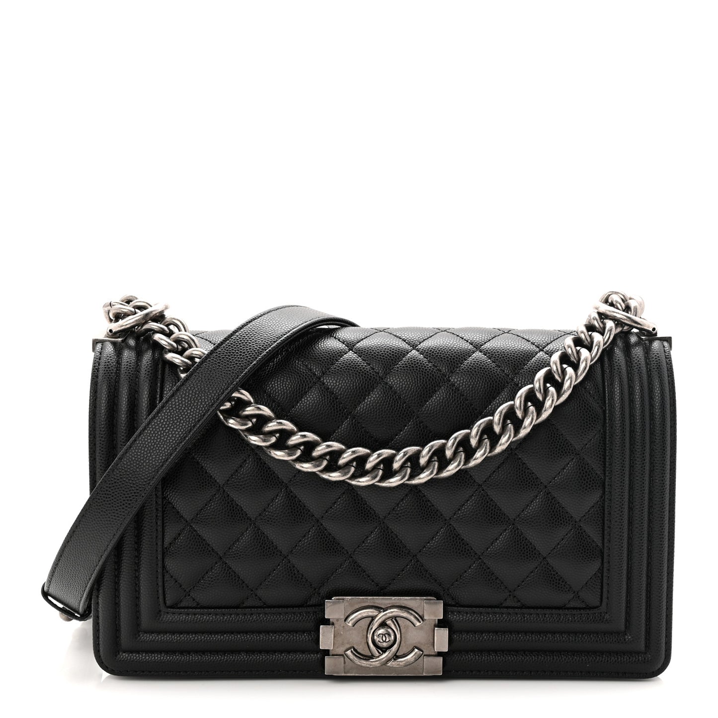 Caviar Quilted Medium Boy Flap Black