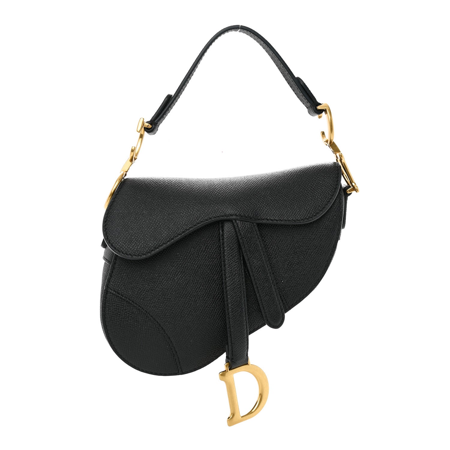 Christian Dior Grained Calfskin Mini Saddle Bag Black 1 of 13