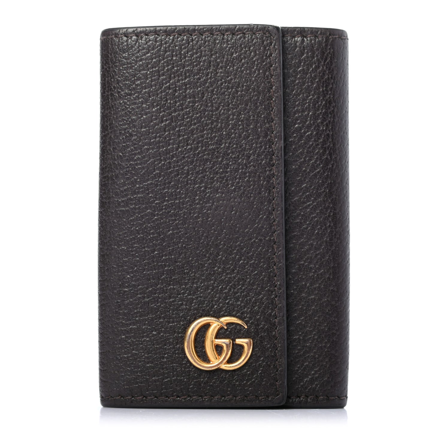 Calfskin Boar Effect GG Marmont 6 Key Holder Dark Cocoa
