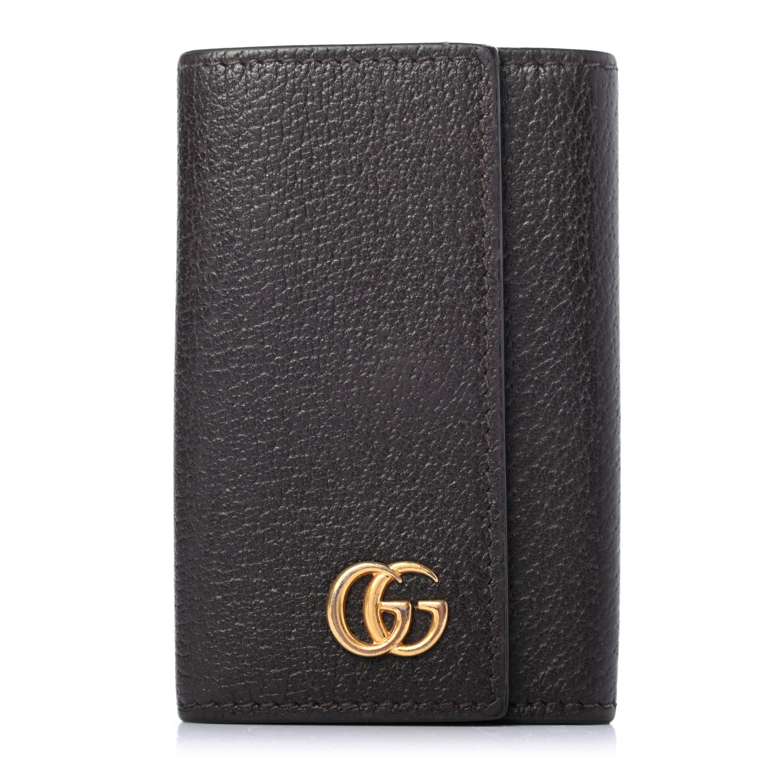 Gucci Calfskin Boar Effect GG Marmont 6 Key Holder Dark Cocoa 1 of 6