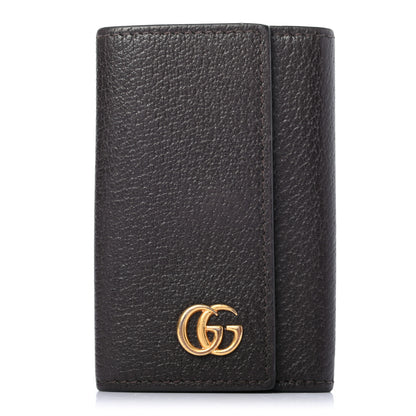 Gucci Calfskin Boar Effect GG Marmont 6 Key Holder Dark Cocoa 1 of 6